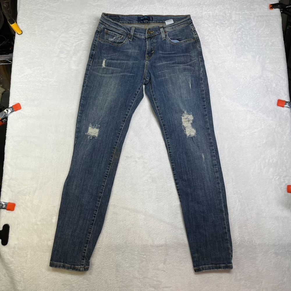 Levi's 513 Boyfriend Jeans Women's Blue Denim Distressed Classic Zip Fly - 29X30